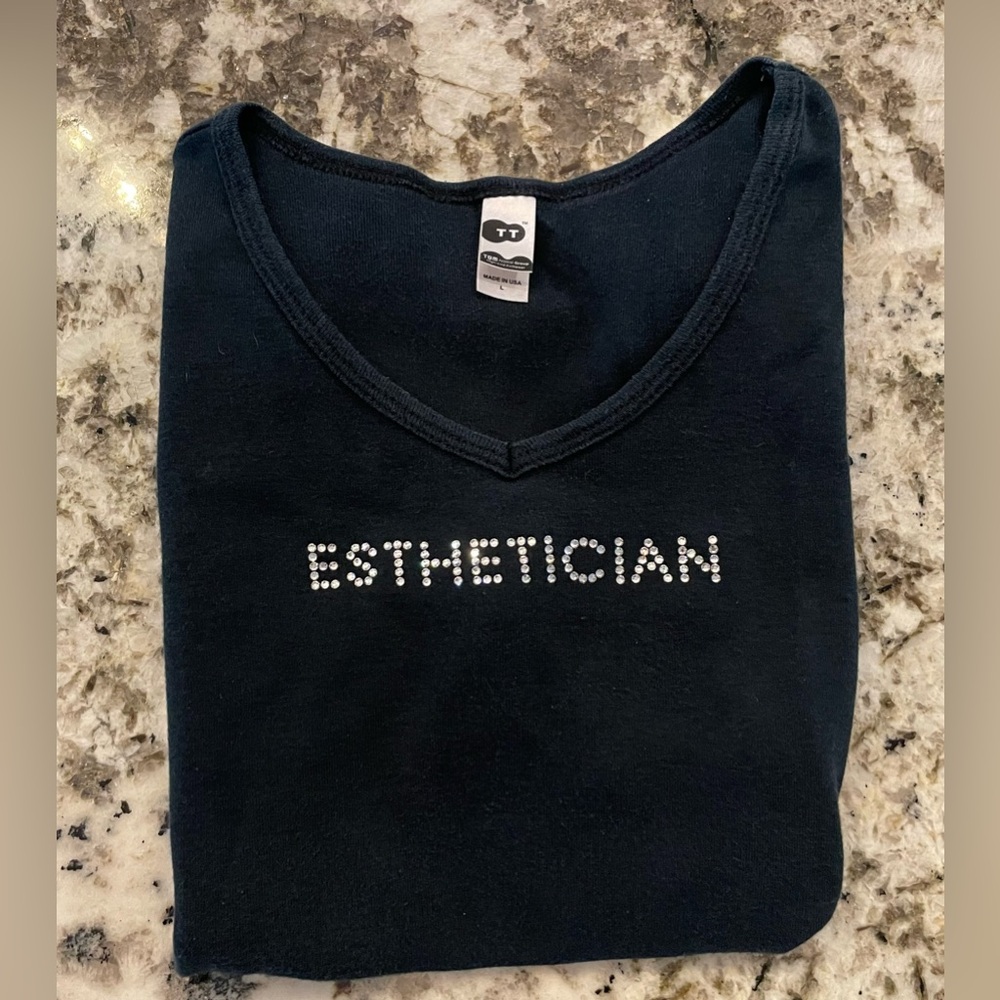 Rhinestone Esthetician V-Neck T